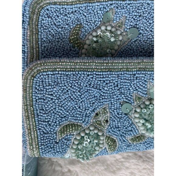 Handcrafted In India Sea Turtle Beaded Shoulder Bag Blue Green Aqua Viral NEW - Picture 14 of 16